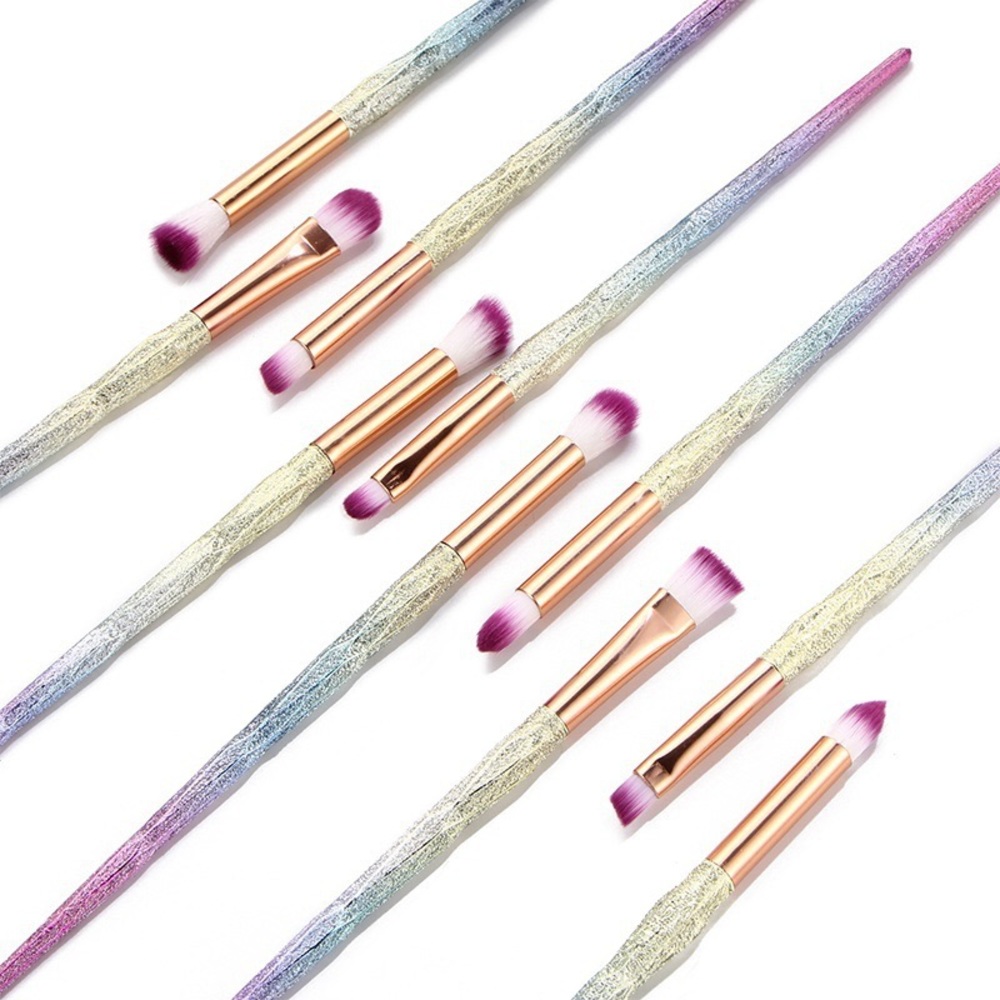 10 Piece Metallic Rainbow Makeup Brush Set w/ Bag - Picture 4 of 8